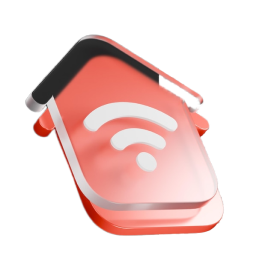 Emoji 3d casa vermelha com wifi